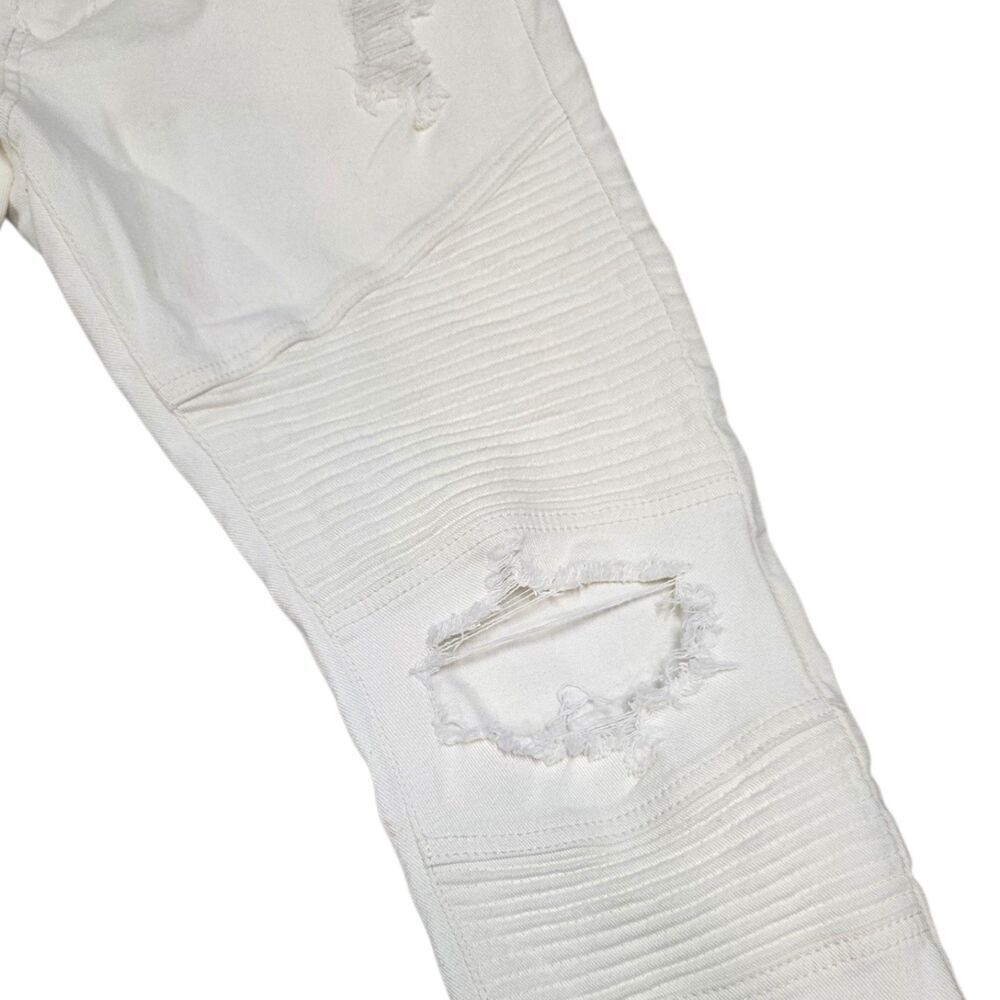 Black Premium White Distressed Skinny Flex Jeans 34x32 - Picture 2 of 5